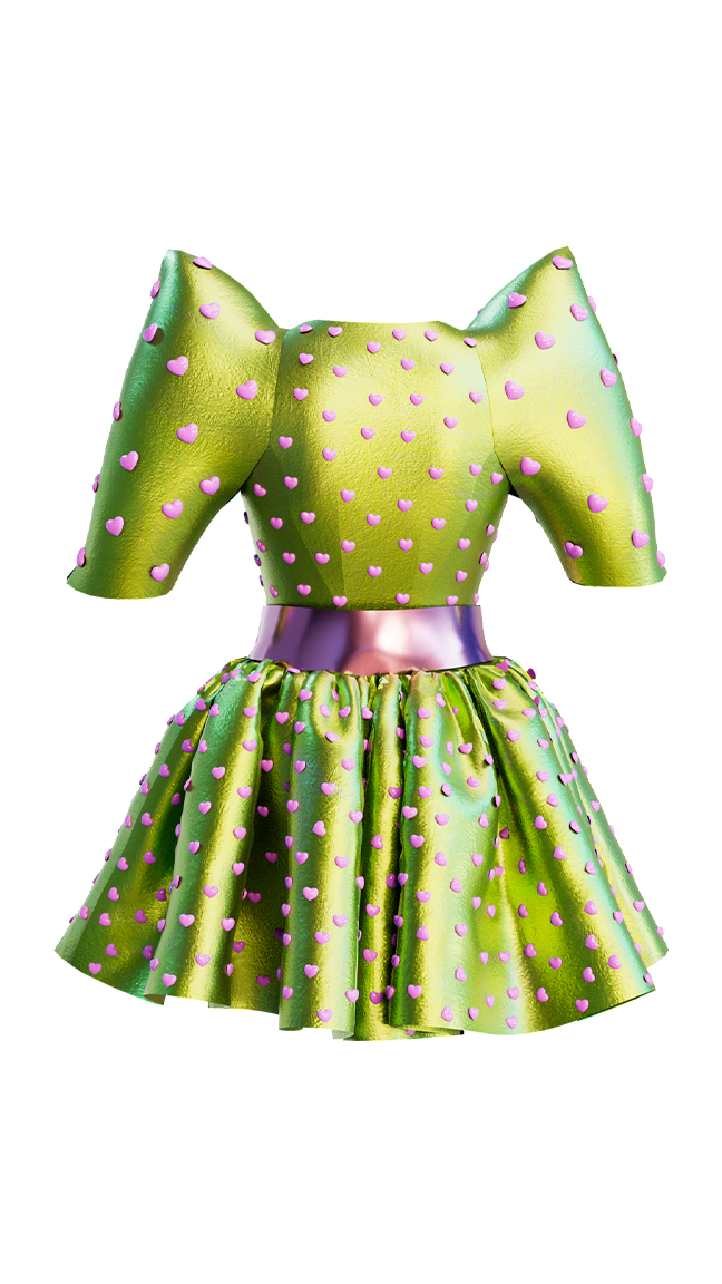 Green Pointy Shoulder Dress