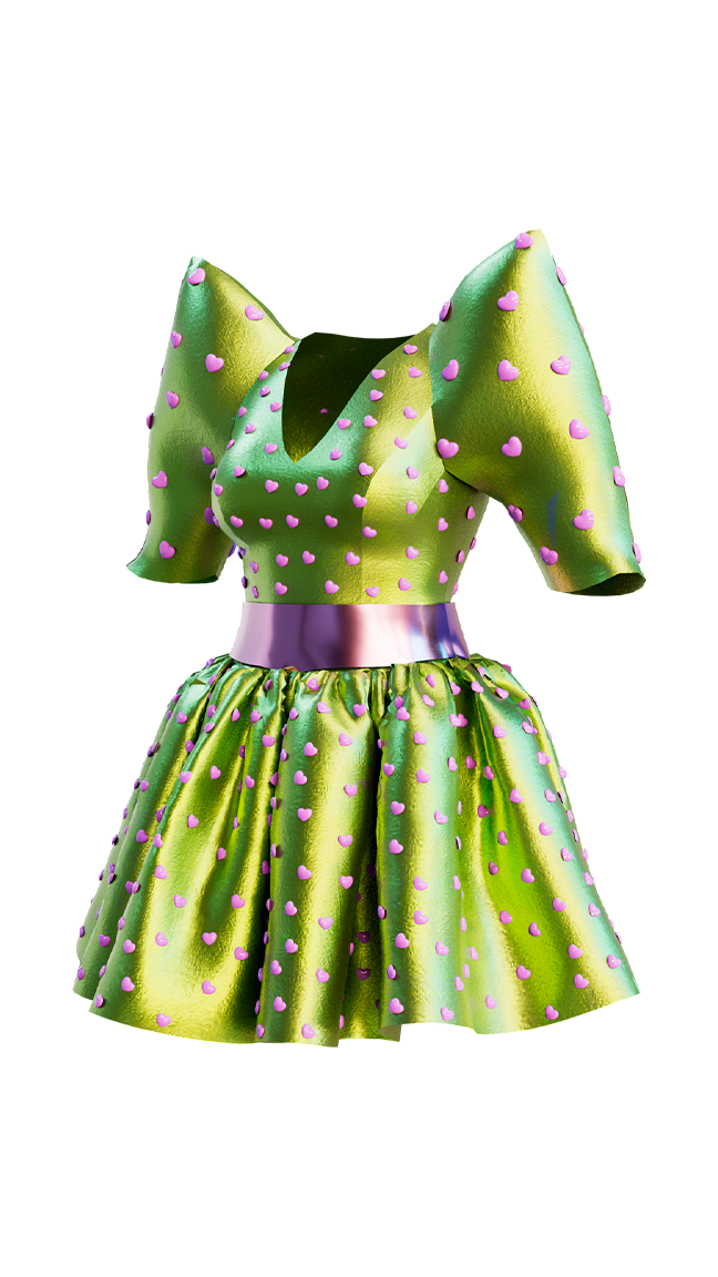 Green Pointy Shoulder Dress