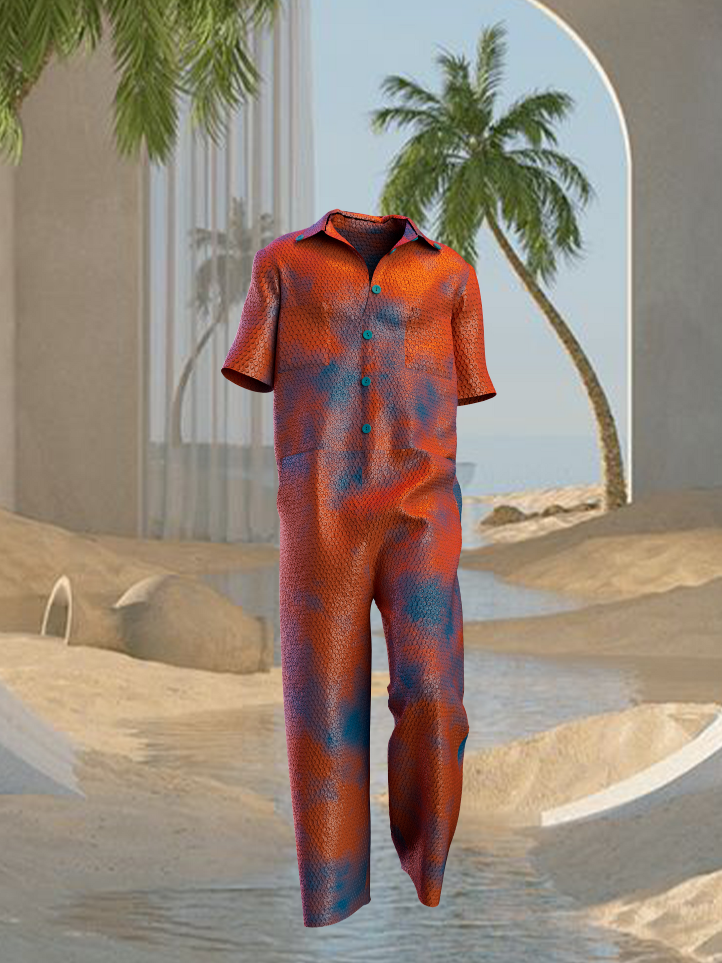 Orange Snake Print Jumpsuit